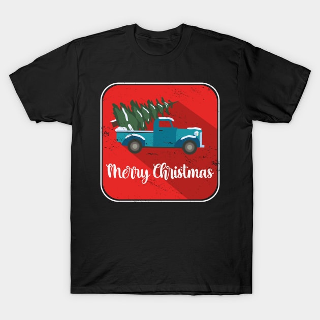 Vintage Wagon Christmas Pickup Truck Retro T-Shirt by Tom´s TeeStore